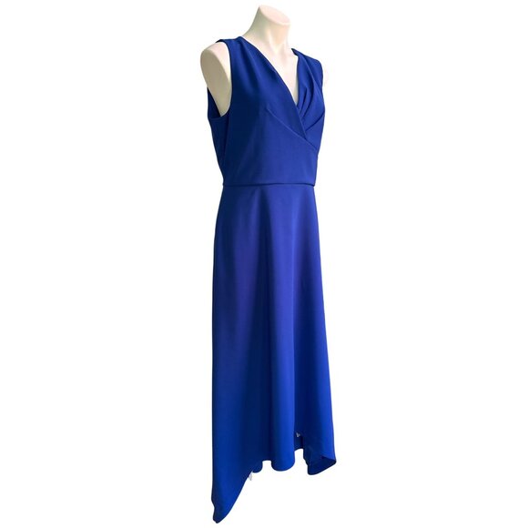 Kay Unger New York Blue Sleeveless Hi-Low Evening Gown, Size 12 Formal Elegant - Picture 4 of 11